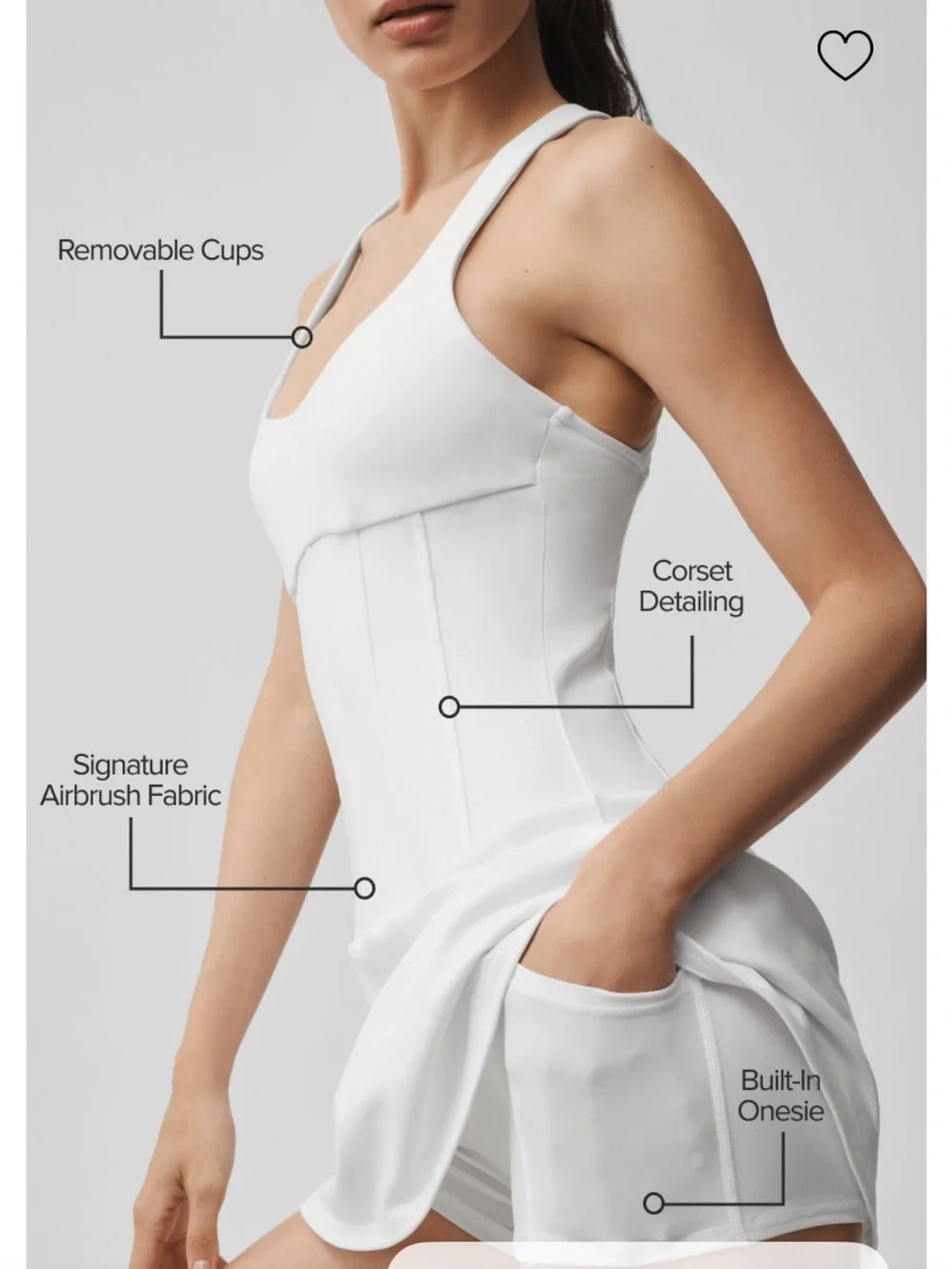 ALO Yoga Airbrush Corset Tennis Dress in White